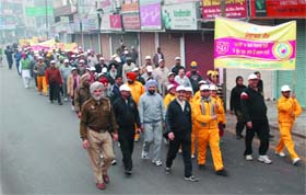 A rally being held to raise awareness about the upcoming pulse polio campaign, in Bathinda on Thursday