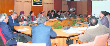 Chief Secretary Alok Kumar Jain chairs a meeting of the Central Water Board in Dehradun on Thursday. 