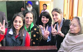An NRI family after filing nomination papers for the post of NRI Sabha president in Jalandhar on Thursday