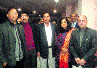 Newly elected JUTA president Prof JPS Joorel (centre) with his team in Jammu on Thursday.