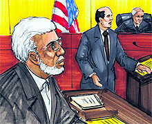 Canadian businessman Tahawwur Rana (L) appears in a federal court in Chicago