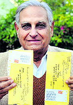 Complainant HC Sachdeva with his speed posts that were delayed for more than a week
