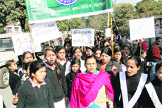 Students of MKP Girls' College, including NSS volunteers, take out in March in Dehradun