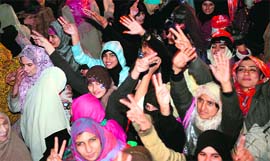Supporters of Tahirul Qadri in Islamabad on Thursday.