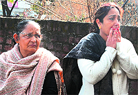 Visibly upset customers outside the bank premises
