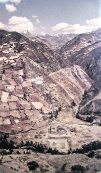 A view of the mountainous setting of Chavin, Peruvian Andes, South America