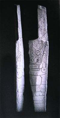 The Lanzon, principal deity of Chavin, Chavin, Peru. ca. 300 BC
