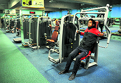 The gym at the Sports Complex, Sector 46, is yet to be upgraded; and (right) a hi-tech gymnasium at the Sports Complex, Sector 42, in Chandigarh