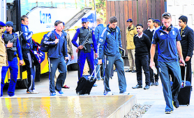 Mission Mohali: Members of the England cricket team arrive at a city hotel