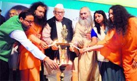 Uttarakhand Governor Dr. Aziz Qureshi inaugurates an international seminar on environment and world peace at Allahabad on Sunday.