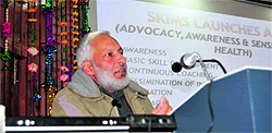 A doctor speaks during the workshop on Sunday