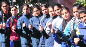 Girls from various universities on the PU campus to take part in the All-India Inter-University Tae kwon do Championship on Monday.