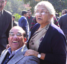 Chief Minister Sheila Dikshit and the Leader of the Opposition at Delhi Vidhan Sabha, Vijay Kumar Malhotra, sharing some lighter moments during a media get-together in New Delhi on Monday.