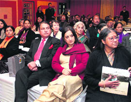 People attend the Sir Rattan Tata Trust Lecture being given by Dr Shantha Sinha, Chairperson, National Commission for the Protection of Child Rights, in Dehradun on Monday. 