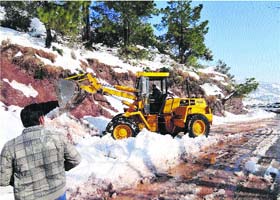 A snow-clearance machine at work