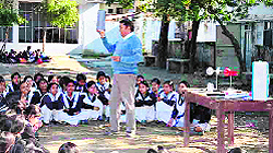 Students of Nari Shilip Mandir participate in a weather monitoring workshop in Dehradun on Tuesday