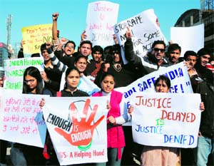 A protest by college students in Amritsar: The trauma, agony and pain of the Delhi gang-rape victim have been felt by the nation.