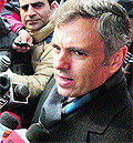 Chief Minister Omar Abdullah talks to mediapersons in Srinagar on Tuesday