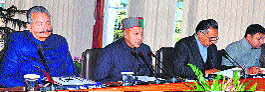 Chief Minister Virbhadra Singh presides over a consultation meeting in Shimla on Wednesday.