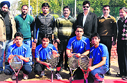 A team of Kamaun University, Nanital, during the North Zone Inter-University Lawn Tennis (Men) Championship at the NIT in Jalandhar on Wednesday