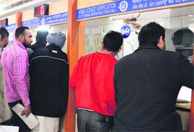Youths apply for arms licences at the Suvidha Centre in Ludhiana