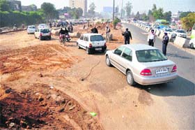 Work under way on Ferozepur Road in Ludhiana