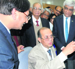 Dr VM Katoch, Secretary, Health Research, Union Government, and Director-General, ICMR (centre), at the PGI in Chandigarh on Thursday. 