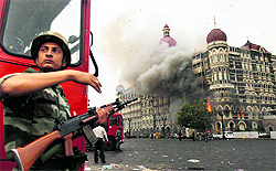 A file picture of the 2008 Mumbai terror attack that left 166 people dead. The victims included foreigners, including those from the US and Israel.