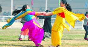 College students rehearse for the Republic Day function in Jalandhar on Thursday
