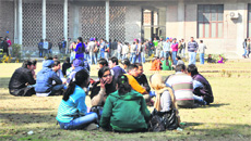 Students of Guru Nanak Dev Engineering College boycott classes. 