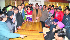 Parents of the affected students of MGM Public School meet the district administration officials in Ludhiana. 