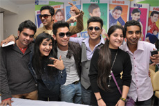 The actors of the Punjabi film Stupid 7 pose for shutterbugs in Bathinda on Sunday