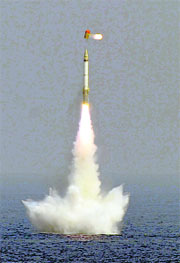 The medium range nuclear tipped missile K-15 was fired from an under-sea pontoon in the Bay of Bengal on Sunday