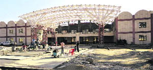 Work in progress at the railway station Katra. 