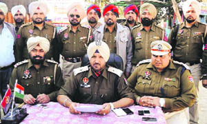 Bhupinder Singh, SP(D), Khanna, addresses mediapersons in Samrala on Sunday. 