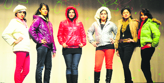 Students take part in a fashion show at MCM DAV College, Sector 36, in Chandigarh on Monday.