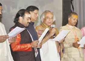 Union Minister of Rural Development Jairam Ramesh and the Brahmins of Varanasi pledge to remove untouchability at a national conference on "Sociology of Sanitation", organised by Sulabh International in New Delhi on Monday.
