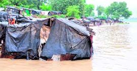 A flooded Ganga in Haridwar.
