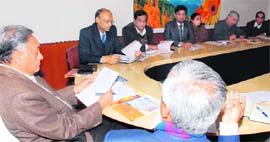 Chief Minister Vijay Bahuguna holds a meeting with industrialists at Uttarakhand Bhavan in New Delhi on Monday.