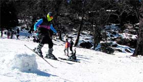A person skiing during a training camp in Pithoragarh district on Monday.