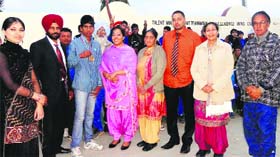 Office-bearers of Sher-e-Punjab Sports Academy felicitates pugilist Harjit Singh (centre).