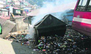Garbage scattered at the old bus stand in Shimla. 