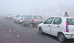 Vehicles involved in a pile-up near Alamgir