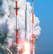 A South Korean rocket blasts off from its launch pad at the Naro Space Centre in Goheung, South Korea