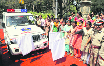 Students launch a patrol vehicle for the women police in Bangalore on Wednesday. There is a strong case for increased awareness and sensitivity starting at the school level. The police should visit schools and colleges, involve teachers and professors to spread awareness about safety and security among girl students.