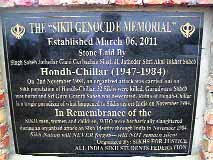 A view of the foundation stone of the Sikh Genocide Memorial at Hondh-Chillar in Rewari district.