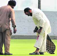 A spectator, who suffered an injury after he was hit by a bullock cart during the 77th Kila Raipur Sports Festival at Kila Raipur village on Thursday. 