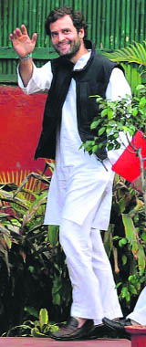 Rahul Gandhi on way to attend the AICC office-bearer meeting in New Delhi on Thursday. 