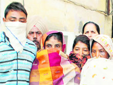 The four accused in a case of kidnapping and raping a minor girl in police custody in Amritsar on Friday. 