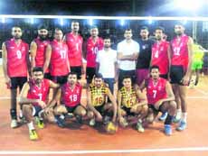 The ONGC volleyball team that won the All-India Volleyball Tournament that was played in Kerala.